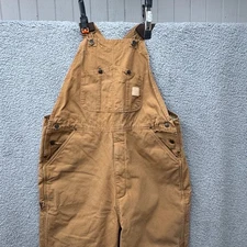 Berne Overalls Men XL 42x30 Brown Duck Bib Heritage Ankle Zip Canvas Workwear