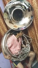 SOUSAPHONE BIG 25"BELL SIZE OF PURE BRASS IN CHROME POLISH FREE CASES FREE SHIP