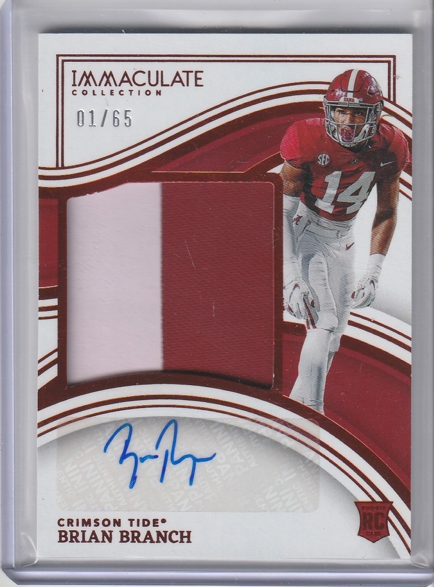 Brian Branch Panini Immaculate Collection Collegiate Rookie Patch Autographs #22 Ruby