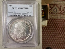 1890 P Morgan Silver Dollar PCGS MS 63 DMPL (Deep Mirror Proof Like)