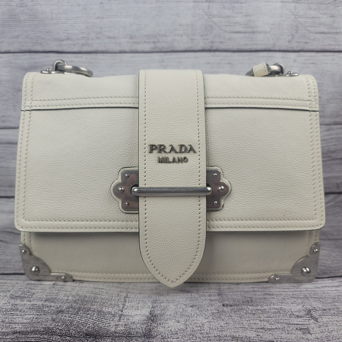 PRADA ホワイト ケース Authentic PRADA Cahier 2way Shoulder Bag WHITE 1BD095 Handbag