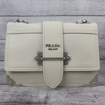 Authentic PRADA Cahier 2way Shoulder Bag WHITE 1BD095 Handbag