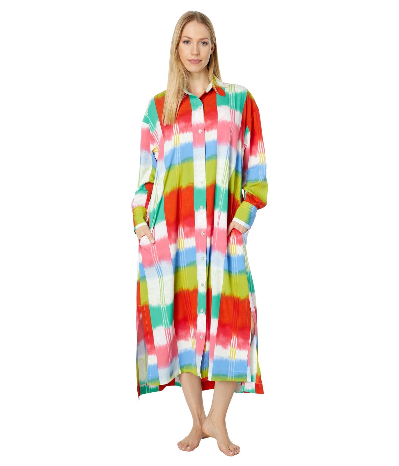 Длинная ночная рубашка Natori Boro бирюзового цвета, Размер X-Small Multi Size XS