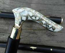 Vintage Brass Handle Victorian Style Wooden Walking Stick  Antique Designer cane