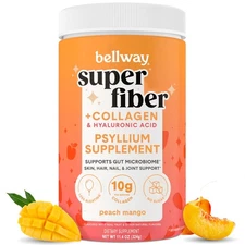 Bellway Super Fiber Powder + Collagen Sugar-Free Psyllium Husk Powder with Co...