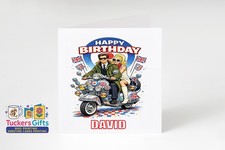 Personalised Mod Scooter Birthday Card for Papa, Dad, Grandpa, Pappy, Grandad