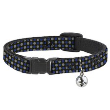 Cat Collar Breakaway with Bell Mini Polka Dots Black/Blue/Gray NARROW Fits 8.5-1