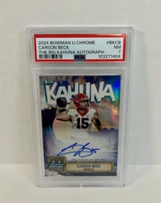 2024 BOWMAN UNIVERSITY CHROME THE BIG KAHUNA AUTOS #BKCB CARSON BECK PSA 7