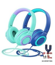  2 Pack  Kids Headphones with Microphone - 94dB Safe Volume Green  Blue