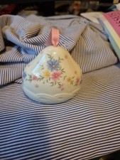 Vintage Porcelain Sachet Pomandei Holder 3.5 Inch Pink Flowers made In Japan