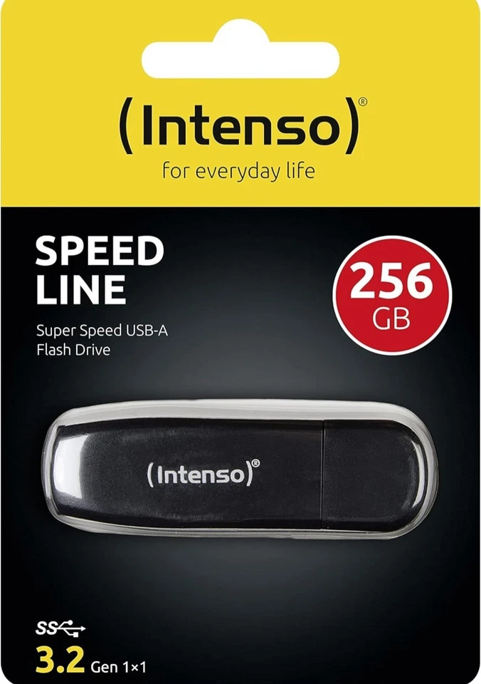 Intenso USB Stick 256GB Speicherstick Speed Line schwarz USB 3.2