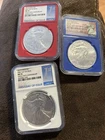 2016 $1 American Silver Eagle 30th Ann Red, White , Blue NGC MS70 FDOI Set