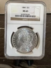 1884 $1 Morgan Silver Dollar NGC MS65