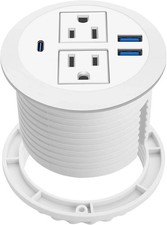 3" Recessed Desktop High-Speed Power Grommet Charging Station 2 Outlets  3 USB