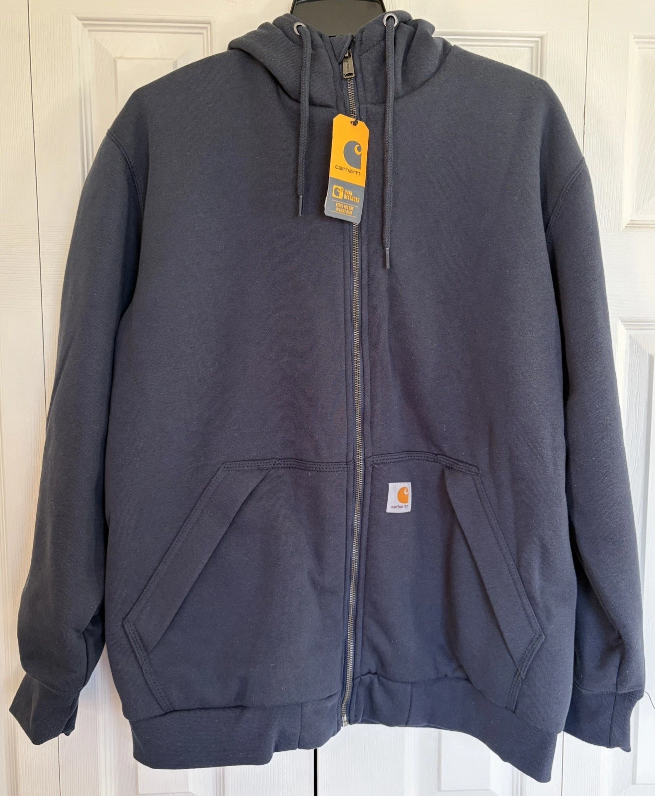 Carhartt Rain Defender Mid-Weight Thermal Lined Full Zip Hoodie Navy Medium NWT