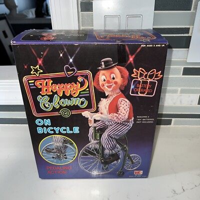 Happy Clown on Bicycle , Pedaling Action , 1980s , WE Toys