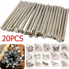 20PCS Leather Stamping Tools Different Shape DIY Saddle Making Stamp Punch Set