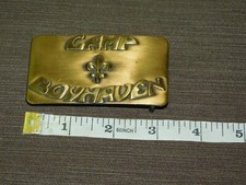 VINTAGE BSA BOY SCOUTS OF AMERICA CAMP BOYHAVEN SOLID BRASS BELT BUCKLE