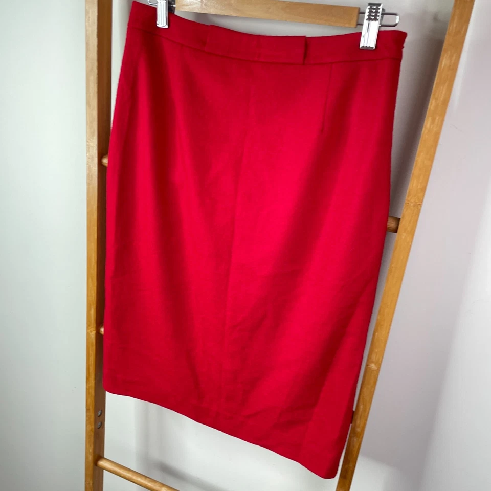 Falda lápiz Jigsaw para mujer 10 mezcla de lana roja hasta la rodilla negocios oficina carrera Foto 3 de 4