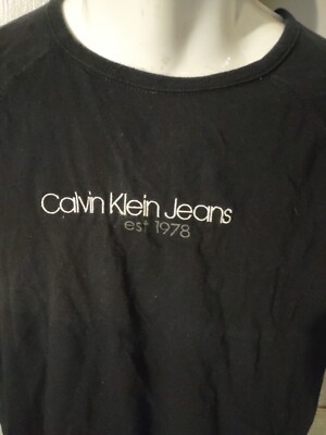 Calvin Klein Jeans T-Shirt Women's Large Black 1/4 Sleeve | eBay