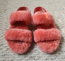 UGG Coral Sheepskin Oh Yeah Slide Slipper Sandals Womens Size 7