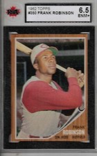 1962 TOPPS baseball Frank Robinson original trading card #350 KSA 6.5 ENM+ REDS