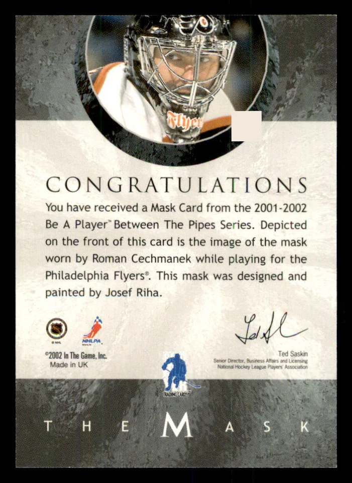 2001-02 BTP Masks #5 Roman Cechmanek - Image 2 of 2