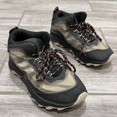 Merrell Moab Speed Mid MK265424 Boys Black Waterproof Hiking Boots Kids Size 2