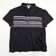 Calvin Klein Mercerized Slim Fit Men's Medium Polo Tennis Golf Shirt Black Gray