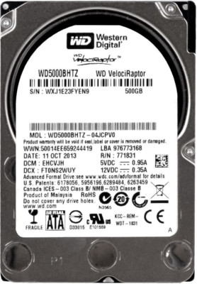 WESTERN DIGITAL VELOCIRAPTOR 500GB 10000RPM 64MB SATA III 2.5'' WD5000BHTZ