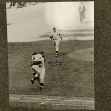 Don Larsen & Andy Carey authographed B&W 16x20 Photo. w/inscript 