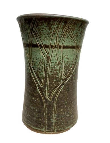 Vintage Studio Art Pottery STONEWARE Glazed TREE BRANCHES DESIGN SIGNED P. S. MM