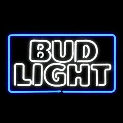 Bud Light Logo Neon Sign 24''x20'' Lamp Bar Gift Garage Club Glass Pub Beer SY