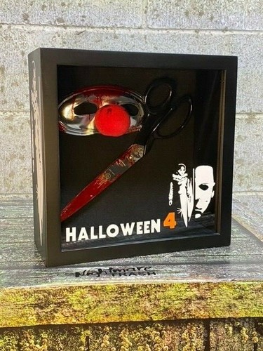 Halloween 4 IV Jamie Lloyd Michael Myers Máscara y Tijeras Reales Exhibición Caja de Sombra - Imagen 4 de 5