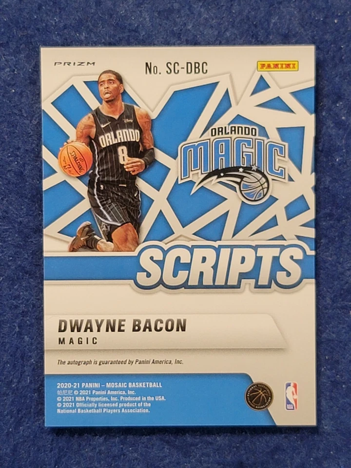 2020-21 MOSAIC BASKETBALL  DWAYNE BACON SCRIPTS  MOSAIC PRIZM AUTO #SC-DBC - Image 2 of 2