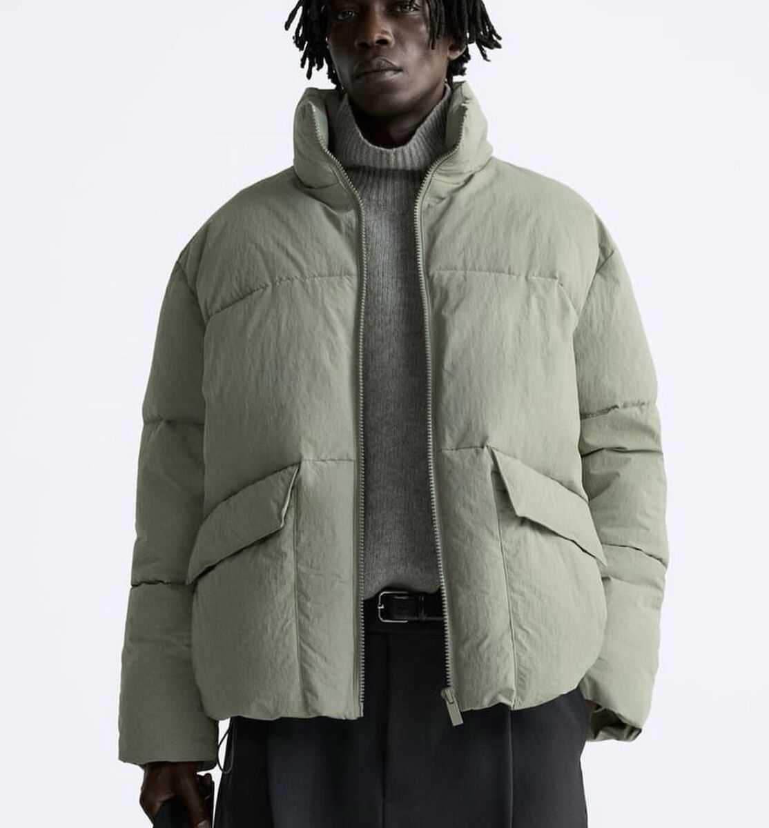 Zara Men Oversize Puffer Jacket Size S Clary Sage Green Zara Men Oversize Puffer Jacket Size S Clary Sage Green