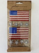 Jolees Boutique American Flag Stars 10 Pc Glitter Bling Gorgeous Stickers New