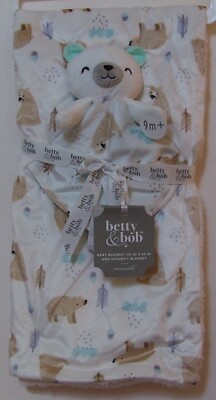 Betty & Bob 2 Pc Soft Sherpa Bear Woodland Baby & Security Blanket Lovey