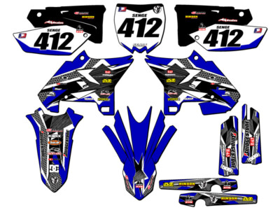 2002-2004 fits UFO RESTYLE YZ 125 PODIUM Blue Senge Graphics Kit Compatible w...