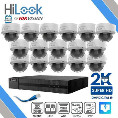 HIKVISION HILOOK 5MP Vandal Dome Cam IP CCTV SICHERHEITSSYSTEM KIT 4K 8MP NVR POE