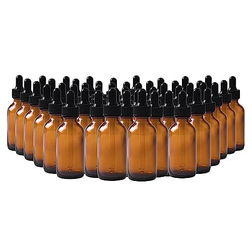 Easeen 48 Pack 1oz Amber Glass Dropper Bottles, Eye Dropper Bottles with Glas...