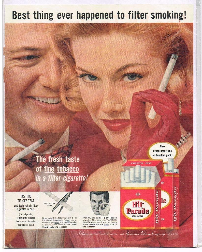 Vintage Mag Ad; Hit Parade Filter Cigarettes; Fresh Taste of Fine Tobacco