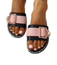 Women Slip On Sliders Slippers Summer Beach Flat Flip Flops Sandals size 7 1