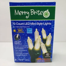Merry Brite 70 Ct LED Mini Warm White Lights Christmas Green Wire Patio Weddings