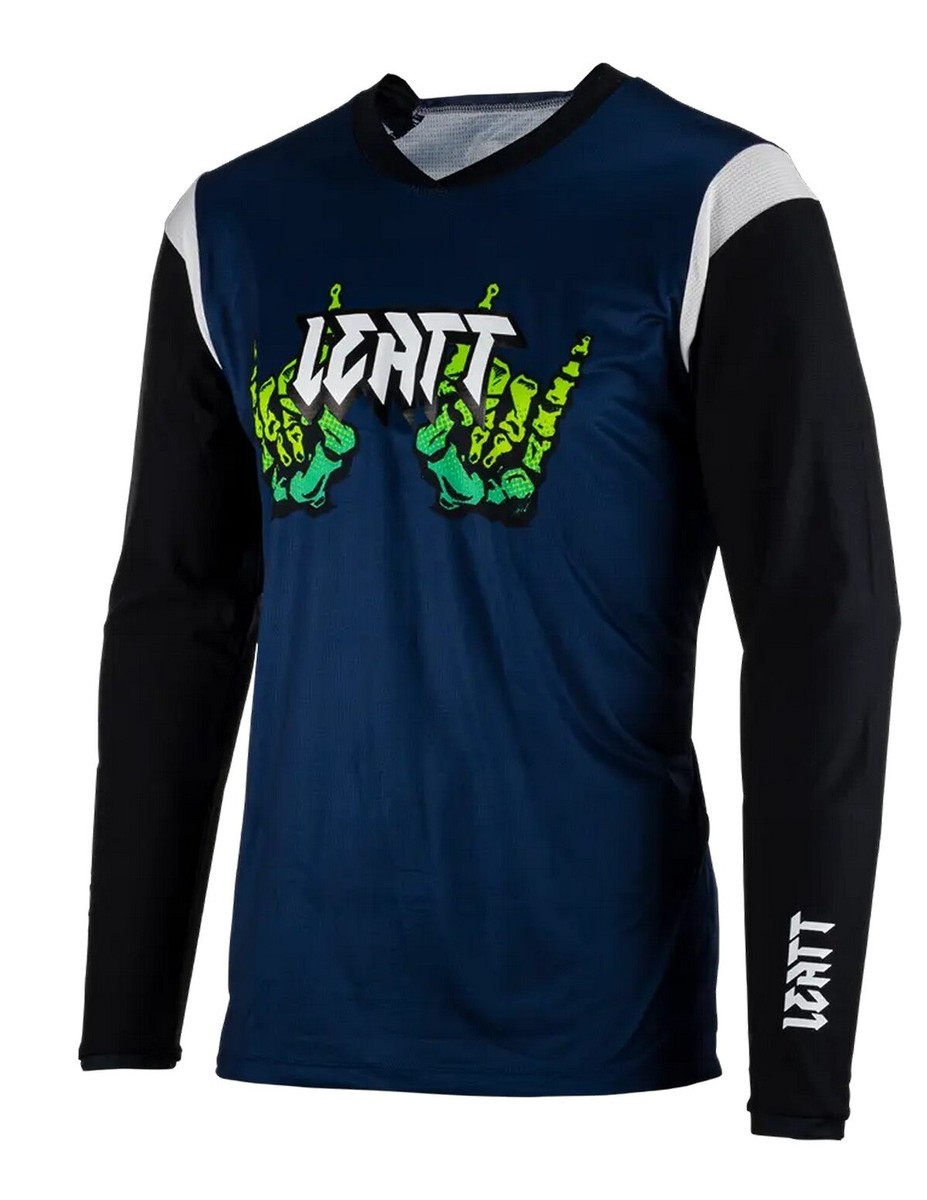 ウェア Size M Leatt 3.0 DH Jeresy (ZOMBIE) Leatt 3.0 Gravity Zombie Mens MTB Mountain Bike Jersey Blue