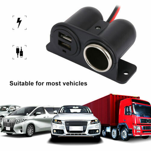 12V/24V Car Cigarette Lighter Socket Splitter Charger Power Adapter Two USB Port - Picture 3 of 8