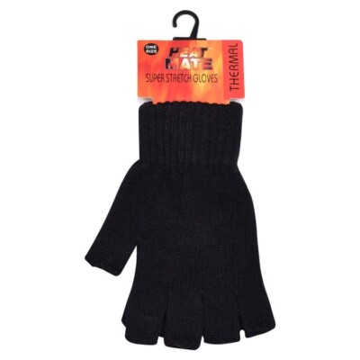 Herren Damen Thermo Magic schwarze Handschuhe gestrickt Acryl 1 Paar