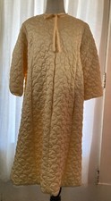Vintage VANITY FAIR Womens Sz 14 YELLOW Quilted Robe 3/4 Zip  Sleeves Excellent