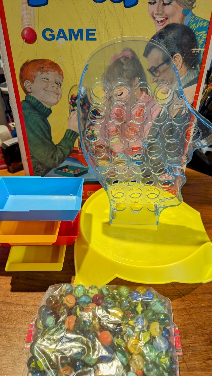 Vintage 1969 Ideal Toy MARBLEHEAD Game Complete With Cats Eye Marbles