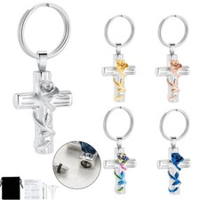 Religious Cross Cremation Jewelry for Ashes Memorial Urn Keychain Urn Keyring